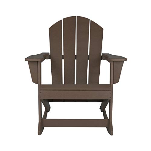 Wo Outdoor Adirondack Rocking Chair Rocker Lounger Seat Traditional Retro Outdoor Rocking Furniture Asthetic For Beach Day, Balcony, Home, Backyard, Lawn, Patio, Pool, Deck, Garden (Dark Brown) #TOP7