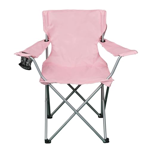 Quad Folding Camping Chair with Cup Holder, Pink - Ultra-Compact & Portable for Outdoor Events, Beach, Backyard, and Tailgating