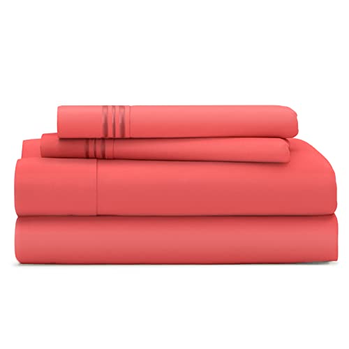 Cosy House Collection Everyday 1500 Series Bed Sheet Set - Ultra Soft & Cool Hotel Bedding - Deep Pocket - Wrinkle, Stain and Fade Resistant - 4 Piece Set (King, Brink Pink)