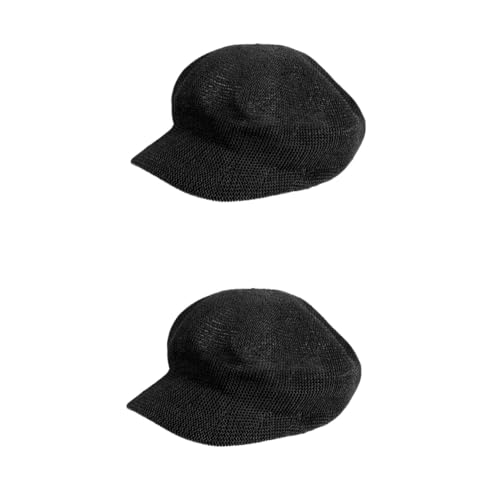 Chapeau de paille d'été noir avec visière pour femme élégante et protection solaire