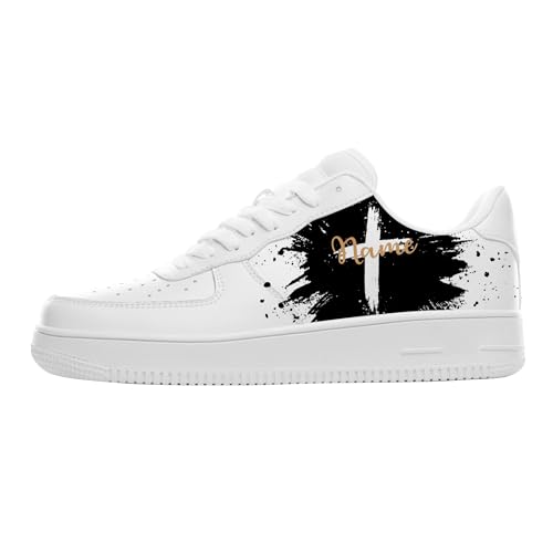 Personalized Customize Your Own Shoes, Cool Jesus Cross Print with Name Custom Casual Comfortable Everyday Walking Shoes for Women Men, White Fashion Sneakers to Wear with Dresses2