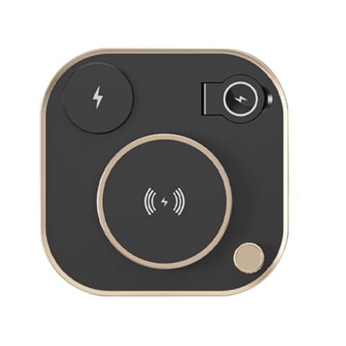 Inkoby Cargador Inalámbrico Magnético Multifuncional Plegable para Teléfono Móvil con Lámpara, Reloj, Auriculares, Cargador de Escritorio de 15 W, C