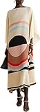 Printed Lounge Wear Calf Length Silk Crepe Kaftan, Tunic, Summer Loose Caftan, Soft Dress Gift for Her, Party Wear Kaftan 5598 White One Size