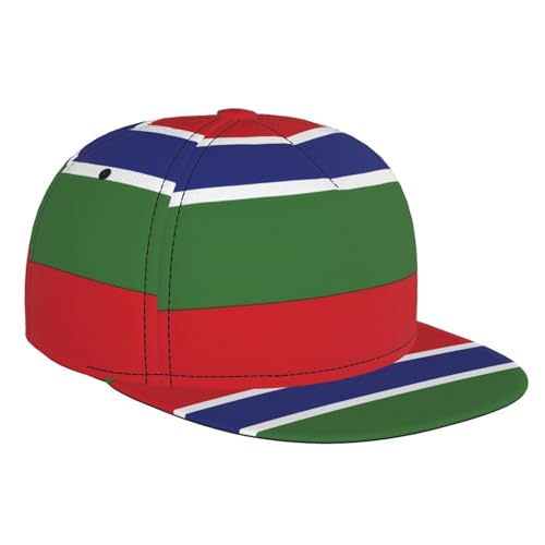 WSSYYBF Casquette de baseball drapeau de la Gambie. Casquette unisexe à bord plat, imprimé sur toute la surface, casquette de baseball réglable noire