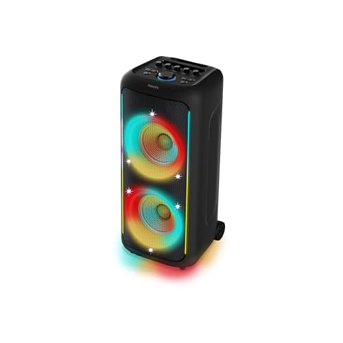 Philips TAX5000 Bluetooth Party Speaker with Dual 8" Woofers - 14HR Playtime, 200W Max Power, TWS, Auracast - Black