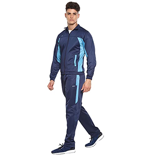 Image of Nivia Sp-05-Tracksuit /Sportswear Regular Fit Track Suits /Athletic Gym Running Jogging Suit Sets (Navy /Aqua, L)