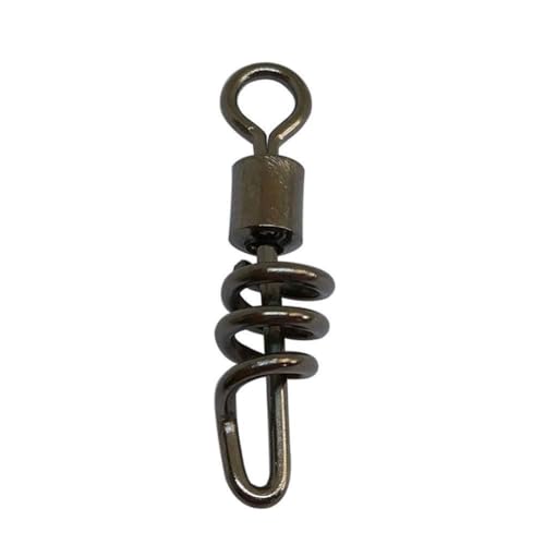 Unclesport 100pcs Fishing Swivels with Screwed Spiral Snaps Fast Link Carp Fishing Tackle Bass Fishing Tool 4#-0.98