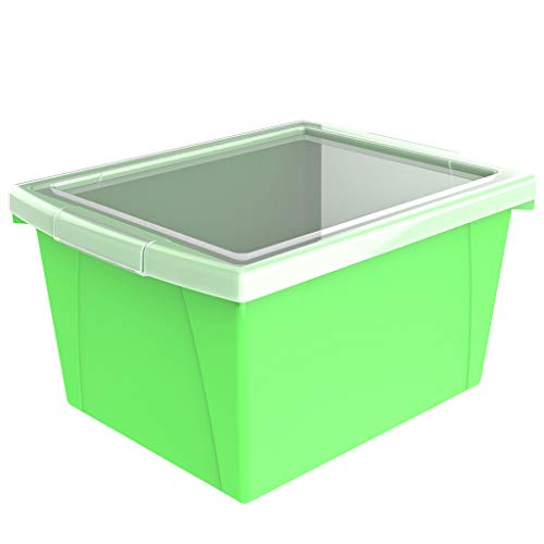 Image of Storex 4 Gallon Storage Bin with Lid - Plastic Classroom Organizer for Books and Supplies, Green, 6-Pack (61408C06C)