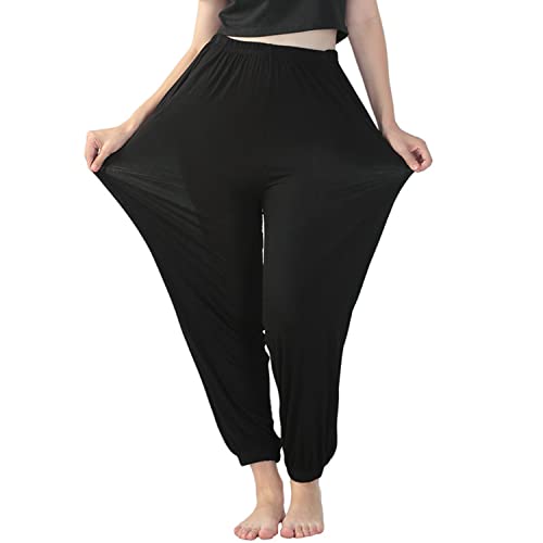 VOYOKIS Women's Cotton Pyjama Bottom Pants, Comfortable Sleep Pants, Yoga Pants, Black, 4XL