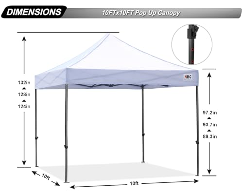 Image of ABCCANOPY Patio Pop Up Canopy Tent 10x10 Commercial-Series (White)