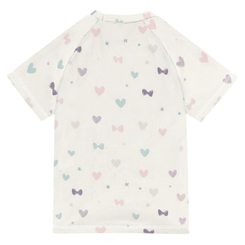 ALAZA Kids Rash Guard Boys Toddler Swim Shirts Short Sleeve Bow Love Heart UPF 50+ 3T2