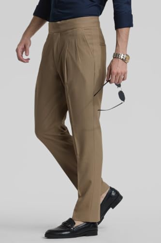 Image of SNITCH Plain Brown Slim Fit Trousers