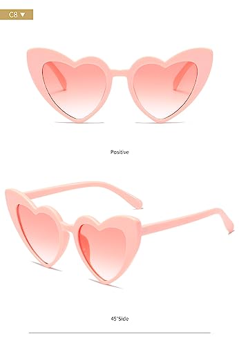 LWBTOSEE Retro Peach Heart Sunglasses for Women Men, Pink Sunglasses, UV Protection, 53mm Lens, 1Pcs2