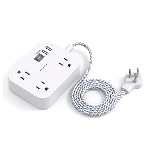 Cruise Ship Essentials, Travel Power Strip, Thin Flat Plug Extension Cord 5 Ft with 3 Outlets 4 USB Ports(2 USB C), Wall Mount, Non Surge Protector for Cruise, Dorm Room Essentials, ETL Listed, White
