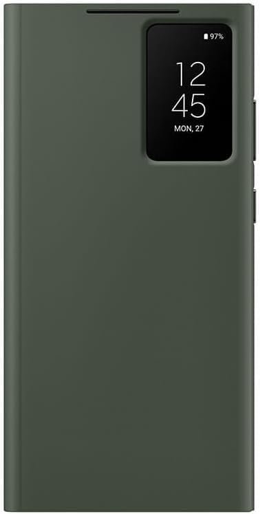Ultra-Hybrid for Samsung Galaxy S23 Ultra S-View Wallet Case - Protective Leather Cover with Smart Screen Display, Tap Control, Slim Design, and Built-in Card Holder Pocket (Green)