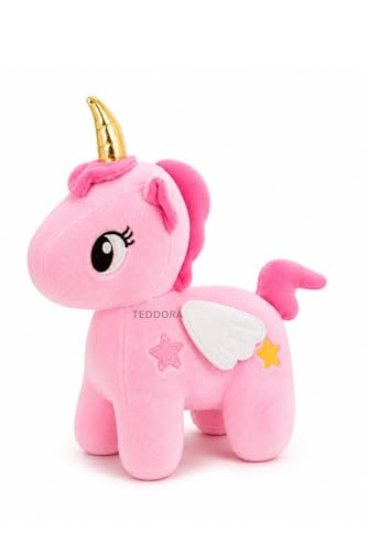 Image of Unicorn with Wings Soft Toy for Girls Boys Kids, Pink, Animal Plush Stuffed Baby Teddy Gift Birthday, 30 cm