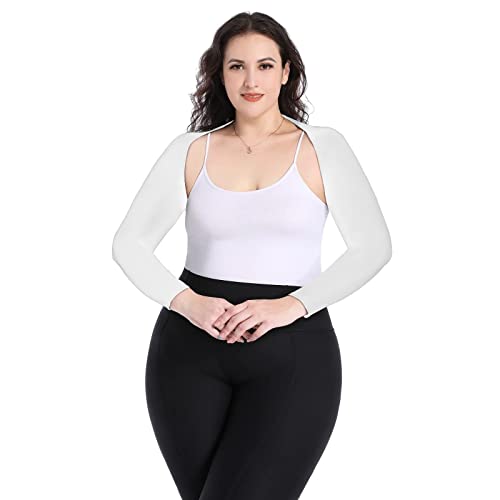Plus Size Arm Compression Shaper Cooling Shawl Arm Sleeves Wrap Slimmer Sleeves For Women Sun Protection Comfortable & Breathable Anti-Uv Golf & Outdoor Sports Driving Cooler Shrug (Xxl, White) #TOP2
