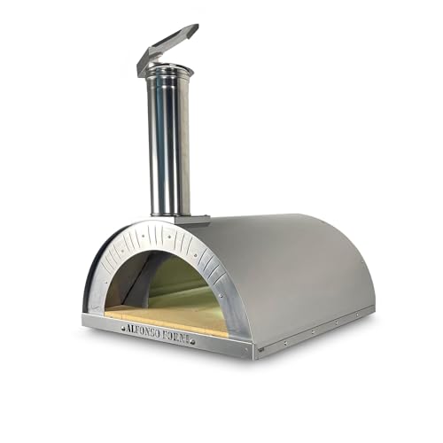 Forno a legna Alfonso 4 PIZZE da esterno cottura diretta in acciaio, con mattoni refrattari biscotto 3 cm, full optional con pirometro 500 gradi, portina - forno per pizza da giardino, cuoci Pane