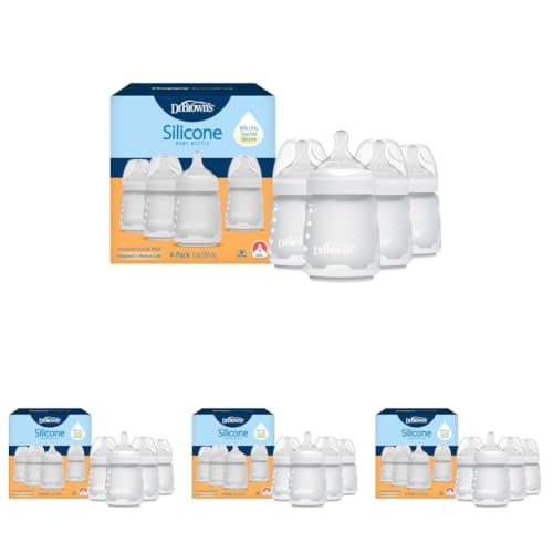 Dr. Brown's Silicone Baby Bottle, Level 1 Nipple, 0m+, White, 4 Count, 5...