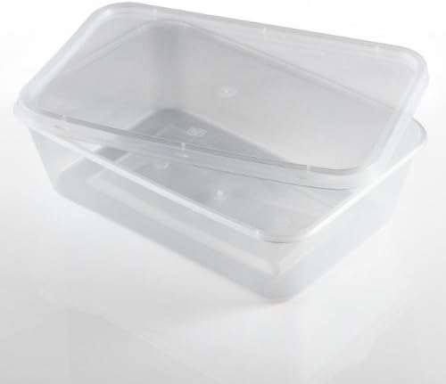 Thali Outlet - 50 x Rectangular 650ml Microwave Clear Re-usable Food Containers Freezing Takeaway Hot Cold Foods