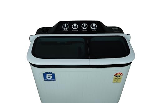 Image of Lloyd 5 Year Warranty Semi-Automatic Top Load Washing Machine GLWS805ELDDG, 4 Wash Programmes, Black and White