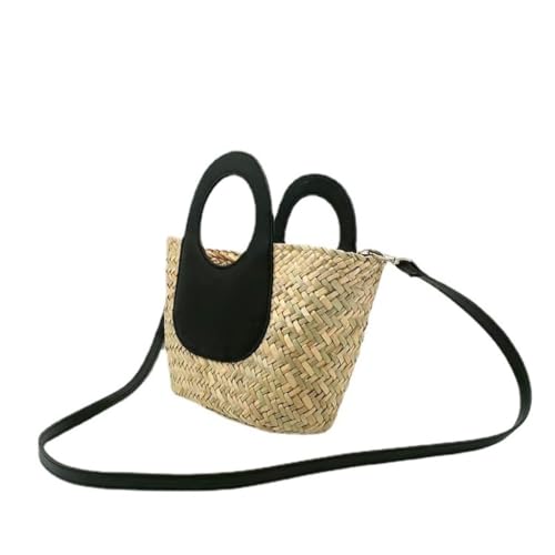 Large capacity Bag Simple and Stylish Straw - spliced Crossbody Bag, a Perfect Choice for Daily Outings Ladies shoulder Bag(Noir)4