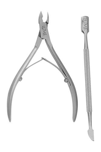 LUME Cuticle Pusher Cuticle Cutter Set Surgical Grade Stainless Steel Cuticle Trimmer & Cuticle Nipper for Fingernails and Toenails Care Durable Gel Nail Polish Remover Pedicure Manicure Tools