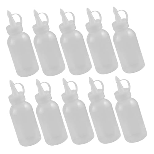 WOONEKY 10pcs Squeeze Sauce Bottle Condiment Dispenser Bottles Mustard Dispenser Condiment Bottles Container for Food Honey Squeeze Bottle Vinegar Pourer White Food Grade Plastic re-usable