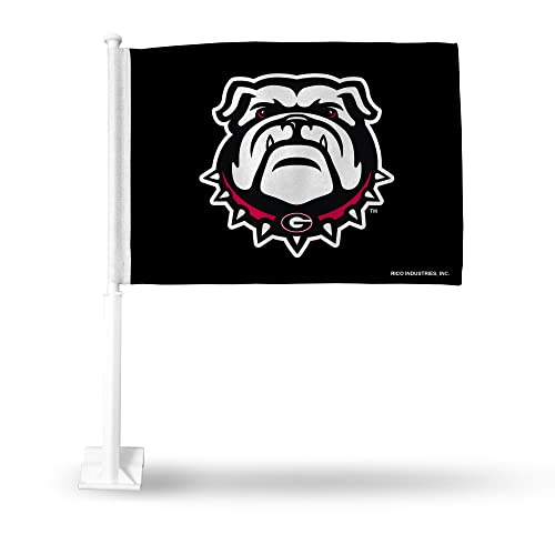 Drapeau voiture double face NCAA Georgia Bulldogs noir avec support rigide - 2