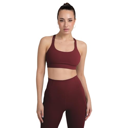 Image of YITTY Active Women's Ultraluxe Strappy Medium Impact Bra, Athleisure, 4-Way-Stretch