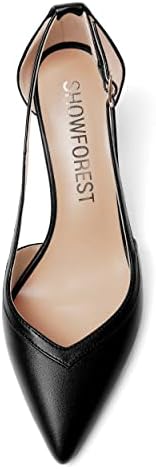 SHOWFOREST Women's 3.3 Inch Block Pointed Toe Wedding High Heel Solid Slip On Matte Dress Pumps Shoes Black Size 9 - Zapatos Finos de Mujer de Tacon | Image 2