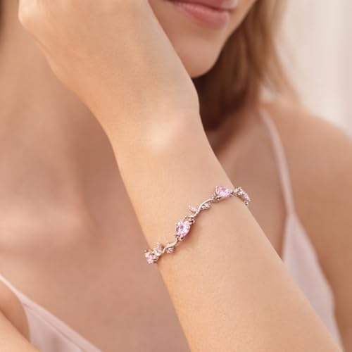 Image of Trending Tulip Bracelet for Women Stylish | Silver and Gold Toned Crystal Floral Tulip Bracelet for Girls & Women | Rapunzel Inspired | Romantic Gift Jewellery