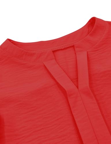 Image of Floral Find Girls Casual Ruffle Short Sleeve V Neck Textured Shirts Summer Dressy Tunic Top Blouses