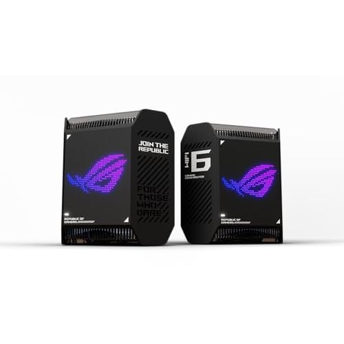 ASUS ROG Rapture GT6 (2PK) AX10000 Tri-Band WiFi 6 Gaming Mesh System, Covers up to 5,800 sq ft, 2.5 Gbps Port, Triple-Level Game Acceleration, UNII 4, Free Lifetime Internet Security, Black