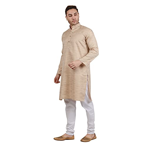 Image of LUCKWIN Handloom Blend Kurta Pyjama Set for Men, Full-Sleeve, Mandarin Collared Neck, Ideal for Every Occasion, Cotton Made, Lightweight and Comfortable