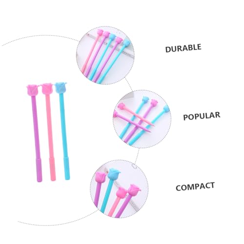 SHOWERORO 12 bolígrafos gel en forma de rosa punta fina 0.5mm miniatura 3