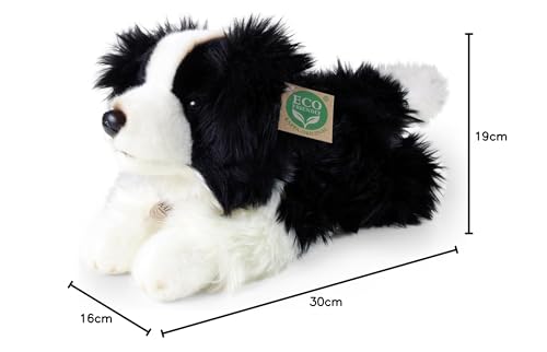 Teddys Rothenburg Kuscheltier Hund Border Collie 30 cm liegend schwarz/weiß Plüschhund Plüschtier