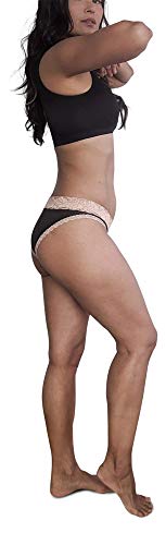Sexy Basics Womens 12 Pack Bikini Panties Cotton-Spandex Lace Underwear/Ultra-Soft Cotton Stretch Underwear (12 Pack - Garb Bag Solid Colors W Contrast Lace, Large) #TOP2