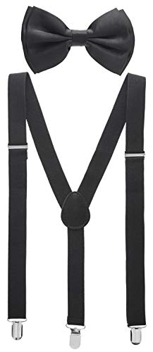 Man of Men - Bowtie & Suspender Sets - Solid Colors (Black)