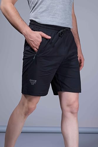 Image of Maxzone Men's Cotton Shorts | Elastic Drawstring Waist | Side Zip Pocket | Regular Fit | Casual Breathable Summer Shorts | Comfortable Lounge, Gym & Travel Shorts