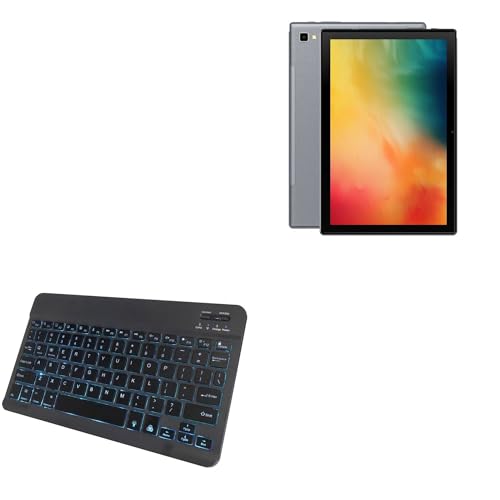 BoxWave Keyboard Compatible with Blackview Tab 8 - SlimKeys Bluetooth Keyboard - with Backlight, Portable Slim LED 7 Colors - Jet Black