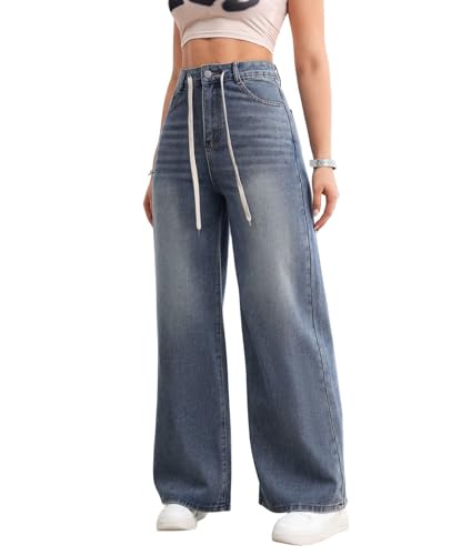 Baggy Jeans Women Men, High Waisted Wide Leg Sweatpant Jeans Elastic Waist Cute Pants Streetwear Clothes2