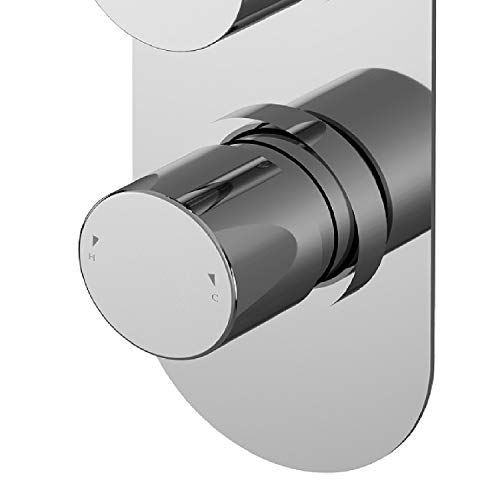 Nuie BINTW01 Binsey Modern Bathroom Round Twin Concealed Thermostatic Shower Valve with Lever Handle, 215mm, Chrome - Image 4