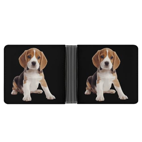 Cute Beagle Dog Funny Men's Slim Bifold Wallet with Multiple Card Slots Front Pocket Purse