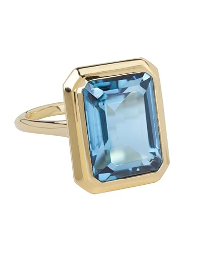 YoTreasure London Blue Doublet Quartz 'Aurora Flare' Ring Solid 14K Yellow Gold Over 925 Sterling Silver Jewelry4
