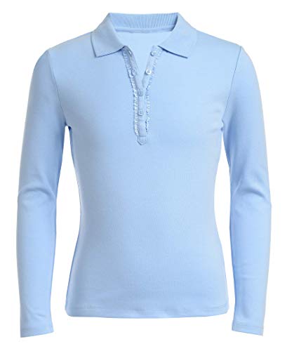 Nautica Girls Plus Size' School Uniform Long Sleeve Polo Shirt, Button Closure, Comfortable & Breathable Fabric