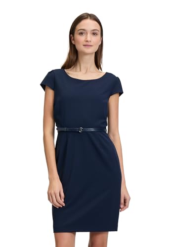 Betty & Co Damen Etuikleid mit Gürtel 38, Dunkelblau