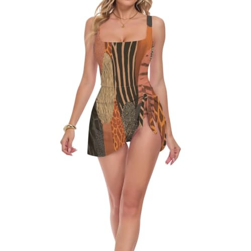 Maillot de bain bretelles larges grand maintien imprimé animal pour femme
