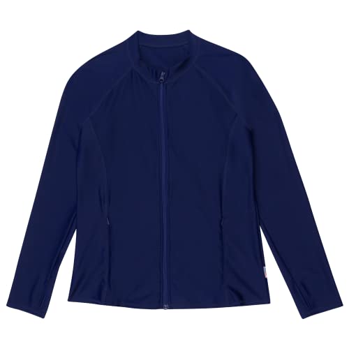 SwimZip Women's Long Sleeve Rash Guard with Pockets & UPF 50+ Sun Protection