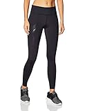 2XU Women's Mid-Rise Compression Tights, Black/Dotted Black Logo, X-Small